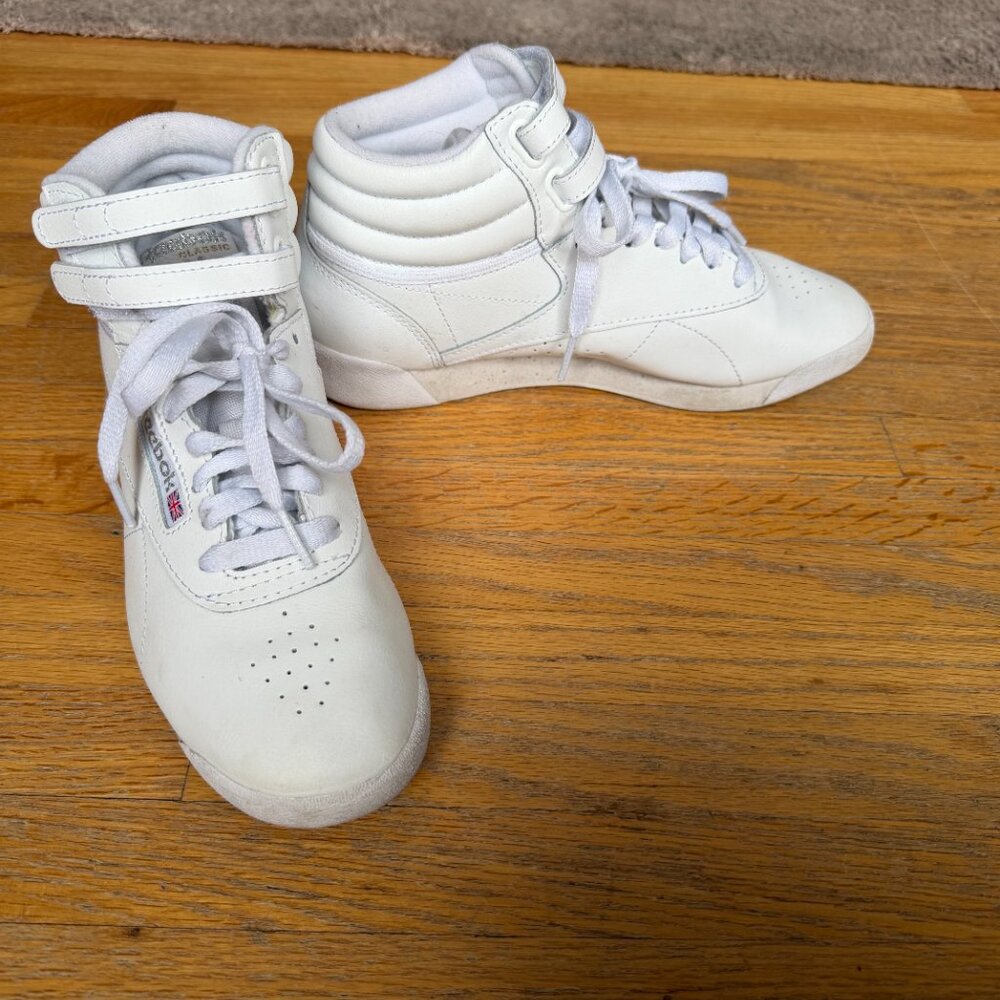 Reebok Freestyle Classic White High Top Sneakers Women's Size 7 - Picture 3 of 8